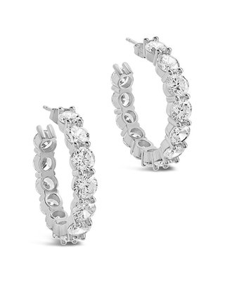 Shine By Sterling Forever Cz Celebration Stud Hoop Earrings