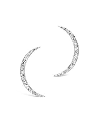 Shine By Sterling Forever Sterling Silver Cz Crescent Moon Stud Earrings