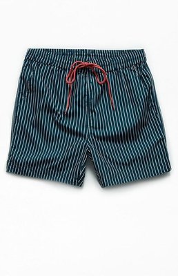 South Beach Mens Green Stripe 15 Swim Trunks