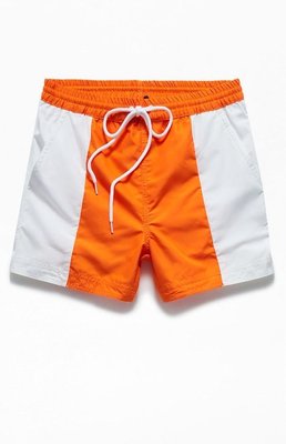 South Beach Mens Orange & White Color Block 15 Swim Trunks Size Medium