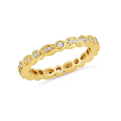 Sterling Silver CZ Bezel Band Ring