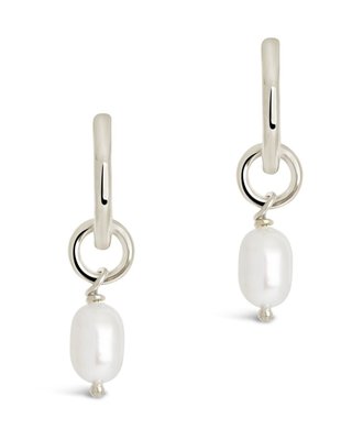 Sterling Silver Pearl Drop Hoops