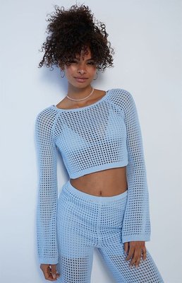 Women's Ava Crochet Sweater In Light Blue