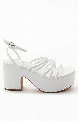 Daisy Street Women's Strappy Platform Heels In White