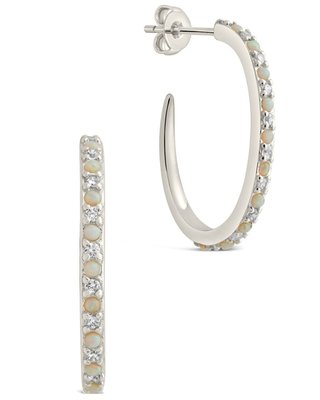 Lorna Cz & Opal Studded Hoop Earrings